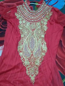 Anarkali Embroidery Work Suit With Pant Dhupatta