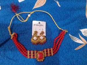 Combo of 3 Red &amp; Gold Beaded Necklace Set