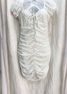 I. Chic White Ruched Mini Dress