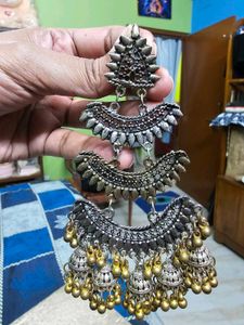 Oxidised Jhumka Earrings