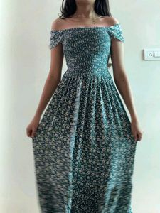 Floral Print Square Neck Gown