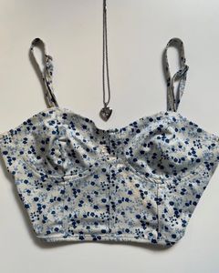 Floral Print Cropped Bustier Top