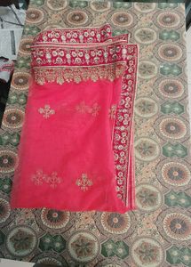 Stunning Pink &amp; Gold Embroidered Lehenga Skirt