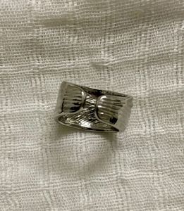 Silver Toned Textured Statement Ring