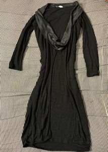 Elegant Black Long Sleeve Drape Dress