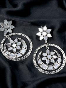 Mirror Afghani Earrings - Indian Jewelry - Indian Fashion - Indian Bridal Jewelry - Indian Earrings - Oxidized Jewelry - Jhumki - Afghani