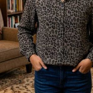 Leopard Print Button-Down Shirt