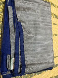 new saree grey with dark blue