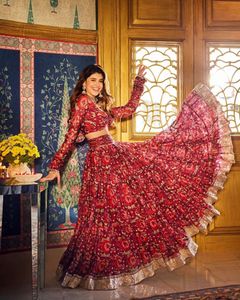 Stunning Red Floral Lehenga Set