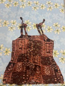 Bohemian Print Spaghetti Strap Top kurti
