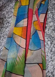 Vibrant Abstract Print Saree