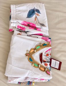 White Kurta with Floral Print