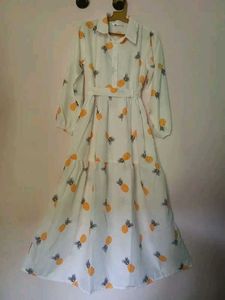 Chic White Pineapple Print Maxi Dress