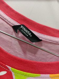 Pink Fruit Print "Hello Summer" T-Shirt
