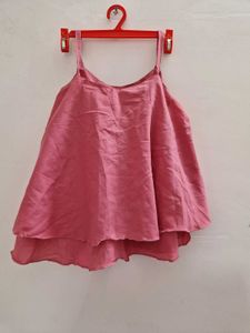 Pink Sleeveless Layered Top