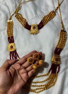 Unused Exquisite Gold and Ruby Necklace Set