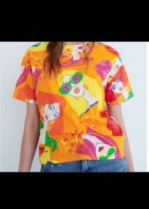 ZARA Vibrant Artistic Face Print T-Shirt