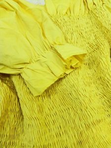 Chic Off-Shoulder Smocked Yellow Top