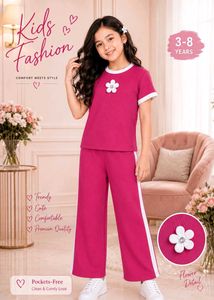 Cute Pink Flower Detail Kids Outfit