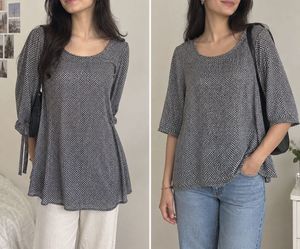 Chic Black and White Print Top | XL