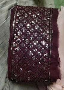 Maroon Embroidered lace