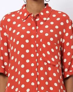 Rust dotted Button-Up Shirt