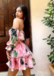 Floral Off-Shoulder Mini Dress 🌺🌷💗🩰🐚🦑⭐