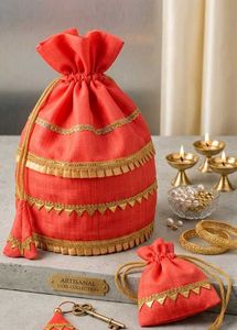 Elegant Coral Drawstring Pouch
