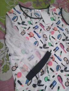 Cute Makeup Print Tunic Top