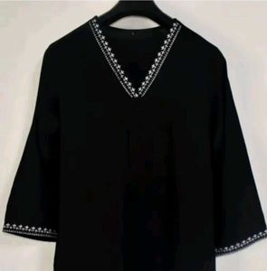 Bell sleeves pashmina Elegant Black Kurta