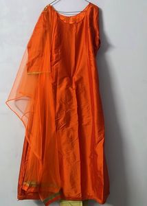 Orange Embroidered Kurta Set
