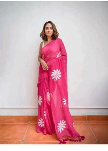 Beautiful Pink Floral Saree