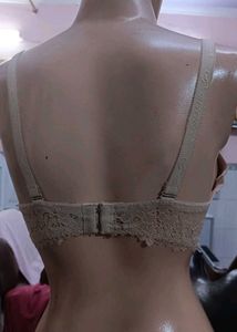 Beige Lace Trim Padded Bra