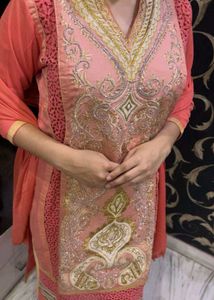 Embellished Peach Kurti set
