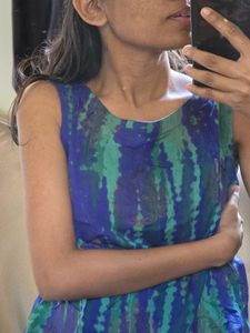Vibrant Blue &amp; Green Ethnic Kurta
