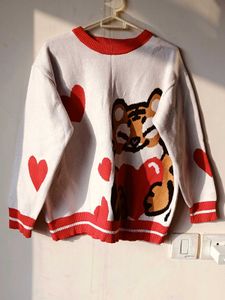 Cute Cartoon Tiger Heart Sweater