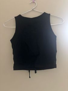 Black Lace-Up padded Crop Top