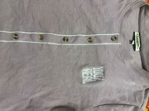 Cute Grey Ruffle Trim Top