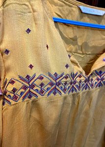 DENIM JEANS &amp; CASUALS Yellow Embroidered Top