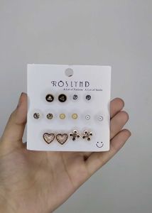 Cute Bow &amp; Heart Stud Earrings Set