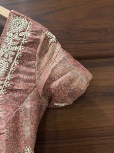 Embroidered Silk suit with plazzo and dupatta