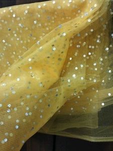 Yellow Sequined Net Dupatta