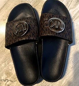 Michael Kors Brown Logo Slides