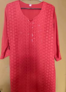 Vibrant Red Embroidered Kurta