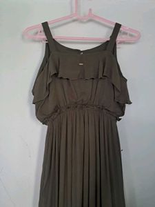 Olive Green Ruffled Maxi Dress