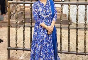 Jansaya brand Blue Anarkali Festival 3pc suit