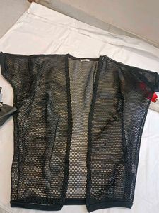 Stylish Black Mesh Kimono Cardigan