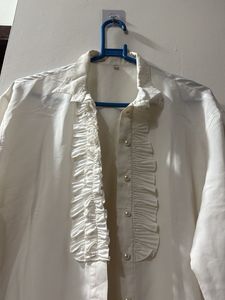 Elegant White Ruffle Shirt