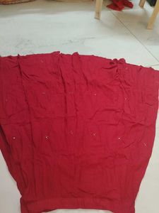 Elegant Red Saree with Embellishments