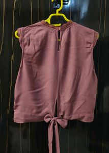 Charming Mauve Embroidered Sleeveless Top
